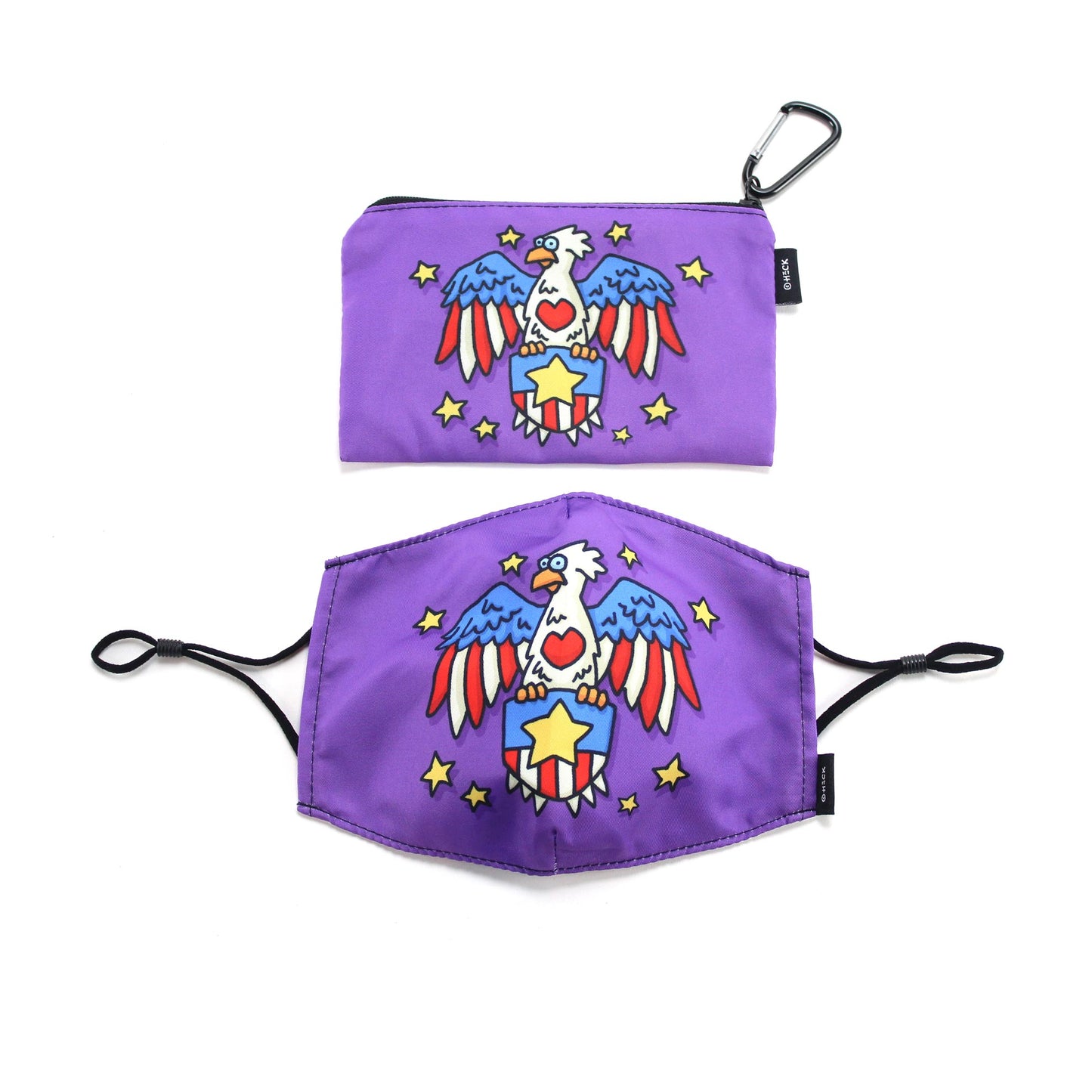 Ed Heck Adult Face Mask & Travel Pouch- Proud Eagle