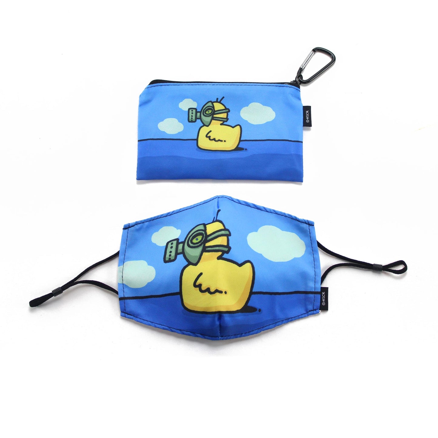 Ed Heck Adult Face Mask & Travel Pouch- Gas Mask Duck