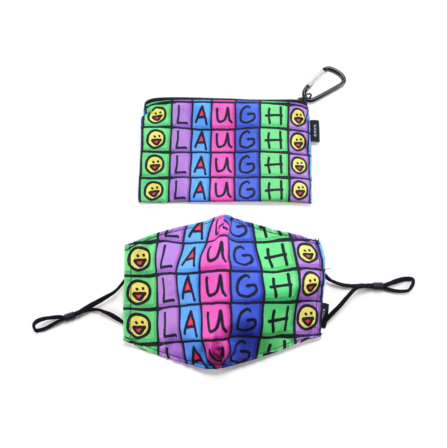 Ed Heck Adult Face Mask & Travel Pouch- Laugh