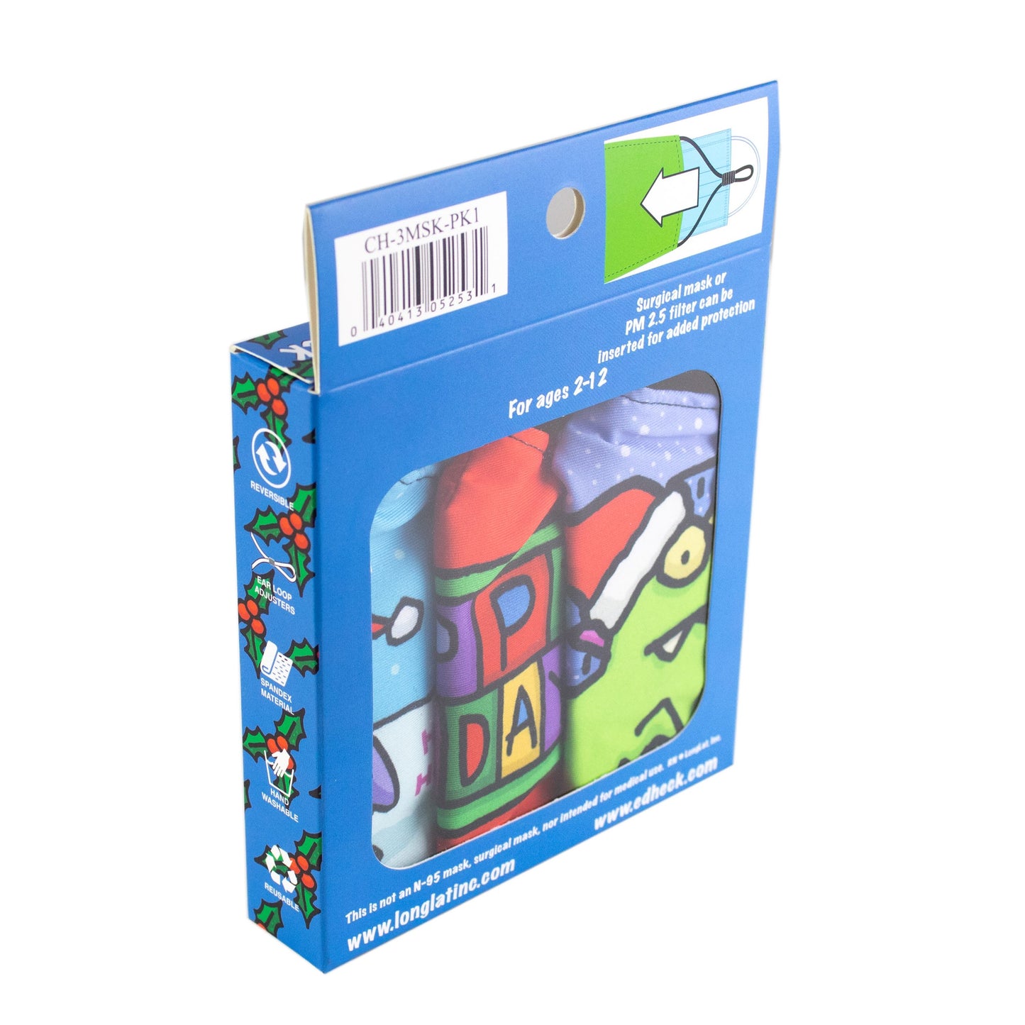 Ed Heck Holiday 3-Piece Children's Face Mask Set