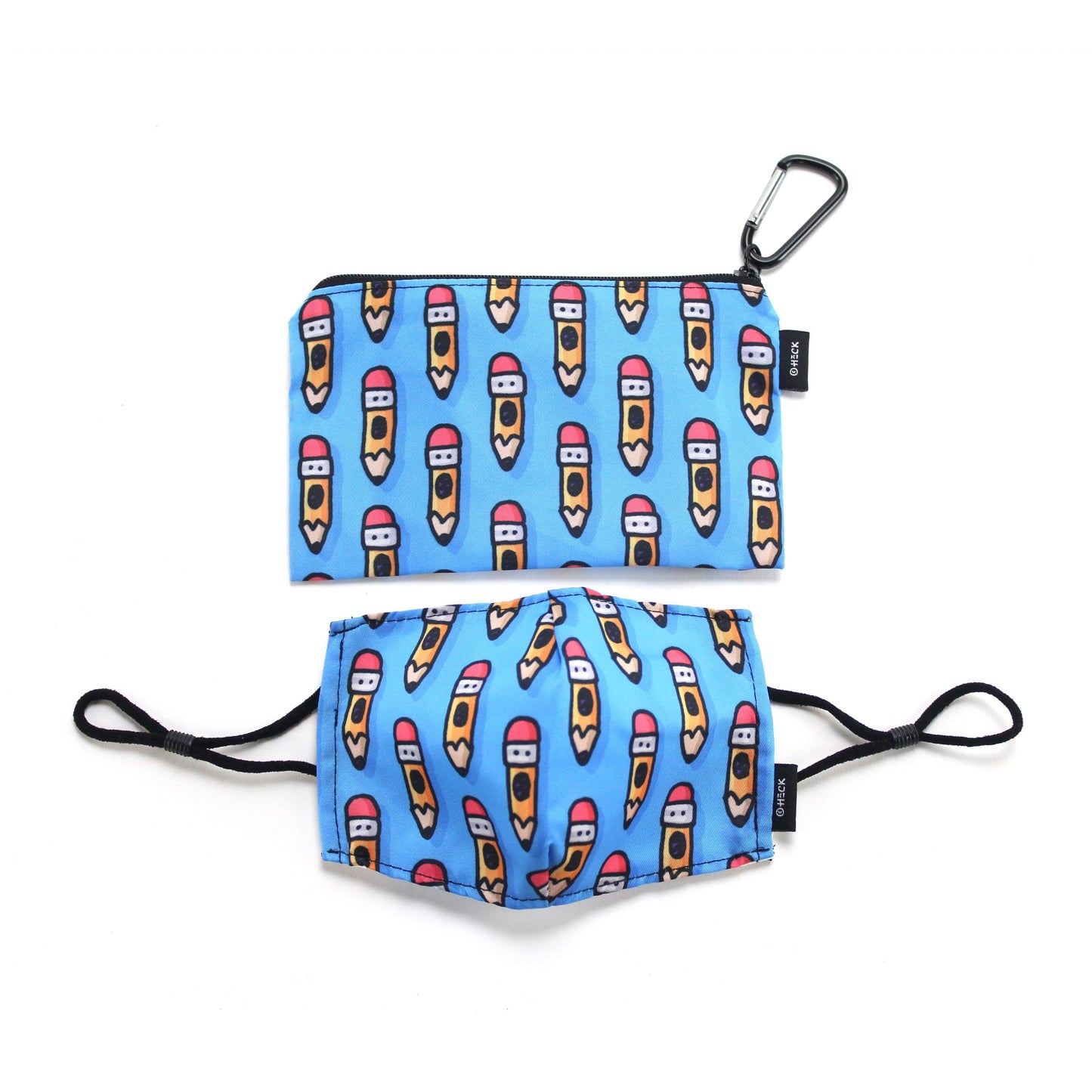 Ed Heck Children's Face Mask & Travel Pouch- Pencils