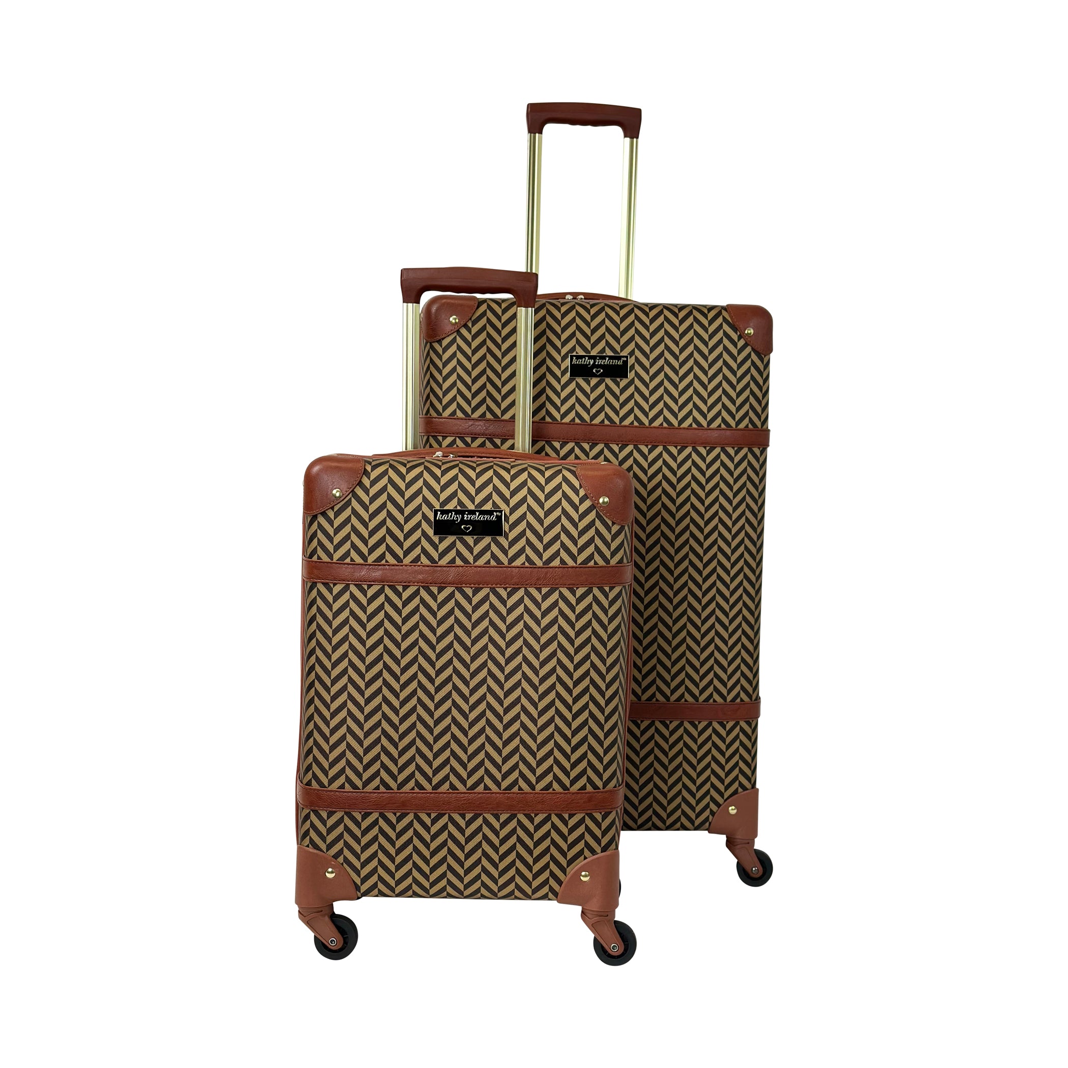 NEW Kathy Ireland Vintage Trunk 2 Piece Hardside Luggage Set American Flyer