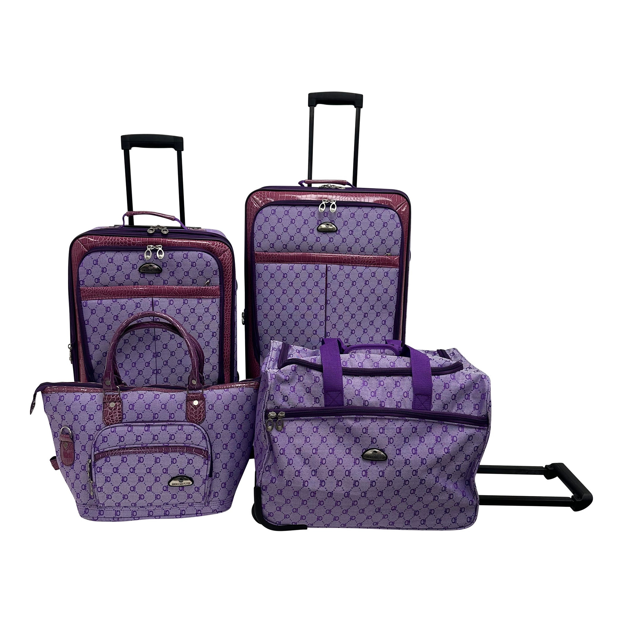 American Flyer Signature 4 Piece Luggage Set Purple