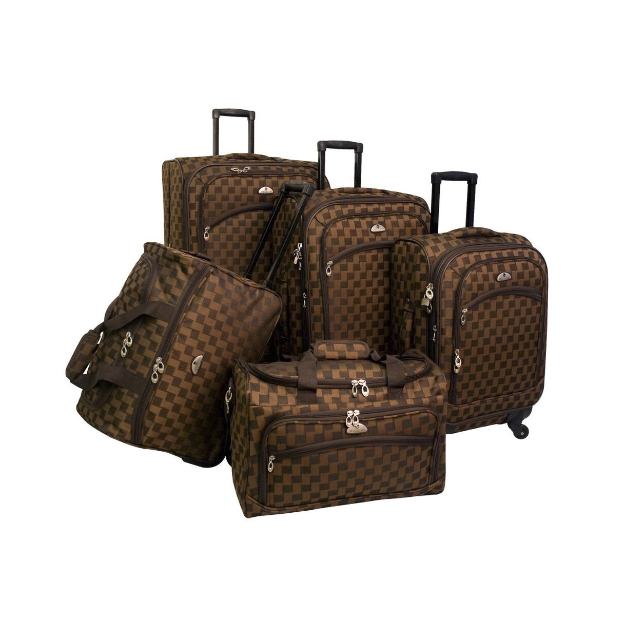 American Flyer 'Madrid' 5-Piece Brown Spinner Luggage Set