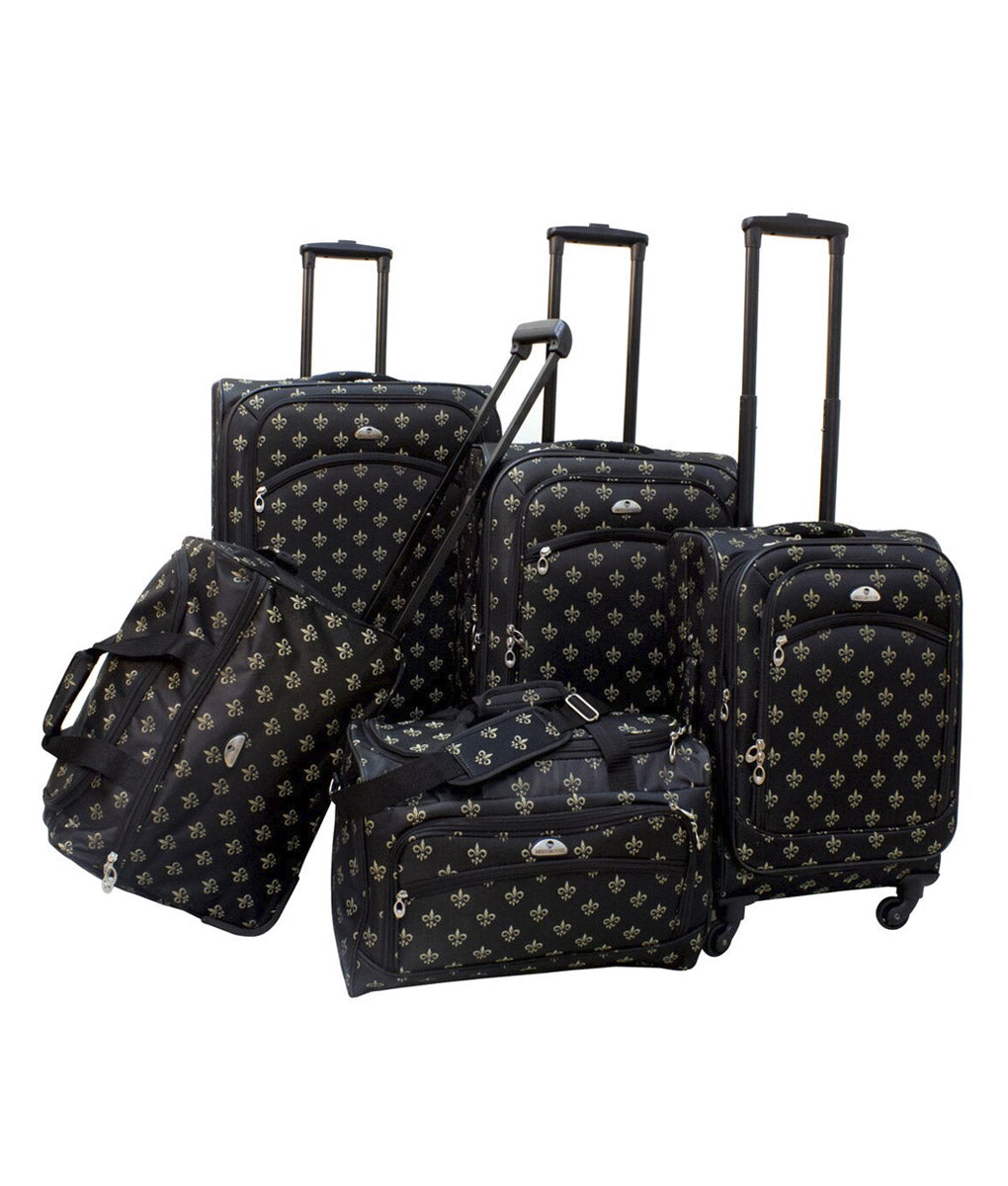 American Flyer Fleur de Lis 5-Piece Spinner Luggage Set