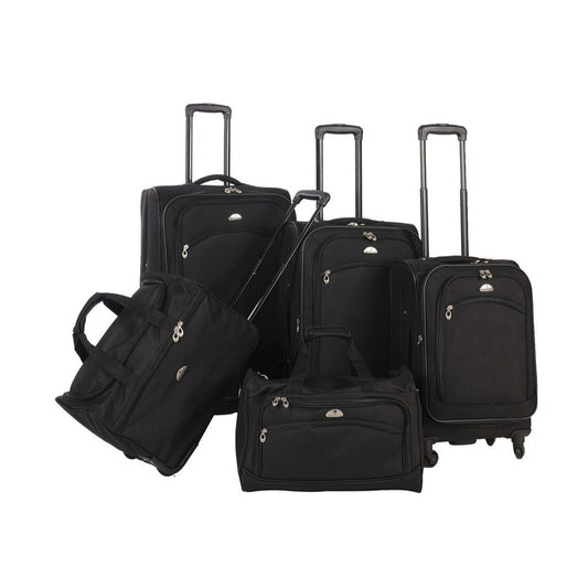  American Flyer Luggage Signature 4 Piece Set,  telescoping_handle, Chocolate Gold, One Size